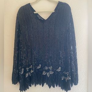 Women's Black Sequins Top